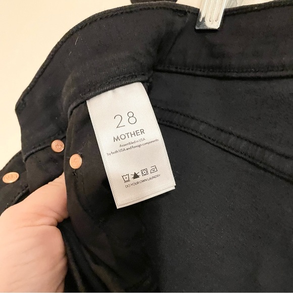MOTHER High Waist Rider Ankle Cropped Jeans in Black Denim Not Guilty Women's 28 - Picture 8 of 9